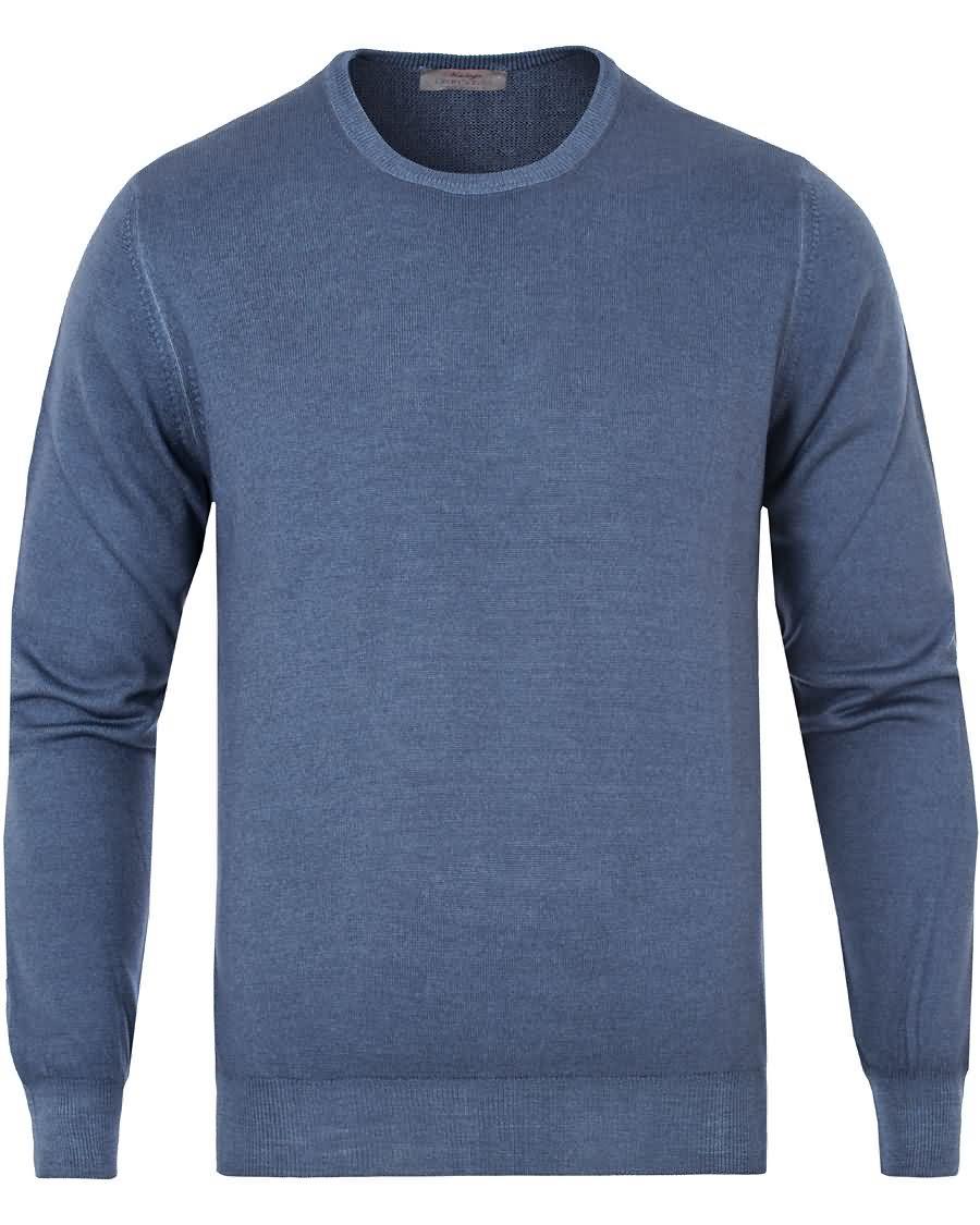 gran sasso merino vintage fashion fit c-neck pullover blue Beste Salgs 0gn2e